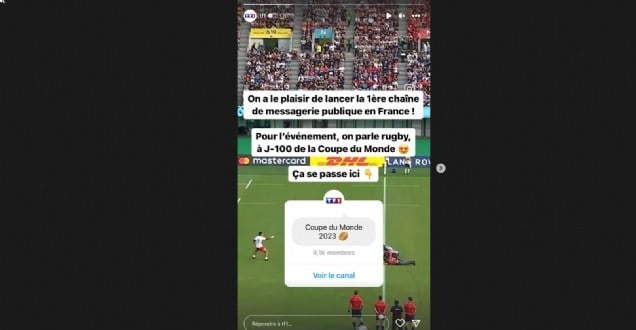 Coupe du monde de rugby 2023 : TF1 inaugure la fonctionnalité Instagram Brodcast Channel