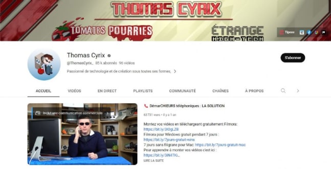 Thomas Cyrix, influenceur de la tech sur YouTube.