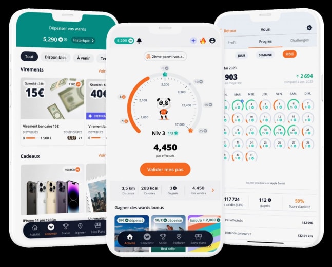 Interface de l'application WeWard