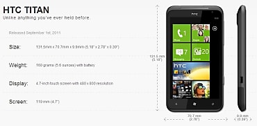 Le HTC Titan, un des premiers smartphones sous Windows Phone 7.5 «Mango»