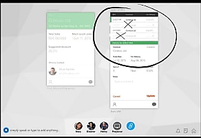 L'environnement réagit aux actions (tactiles, vocales, texte.) en prenant en compte tous les éléments contextuels et le contenu.