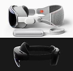 Apple Vision Pro (haut) et Hololens 2 de Microsoft (bas)