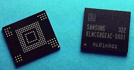 Mémoire mobile Samsung eMMC Pro 5.0 flashée à 250 Mo/s