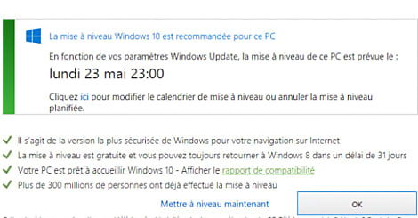 Le passage à Windows 10 toujours gratuit