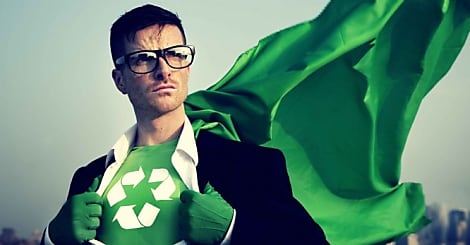 Superhero With Recycling Symbol on Outfit