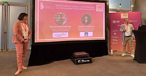 Sophie Chabanas, marketing business partner IARD pro et entreprise, Axa France ; et Bertrand Bourgeois, market sales manager, Companeo.