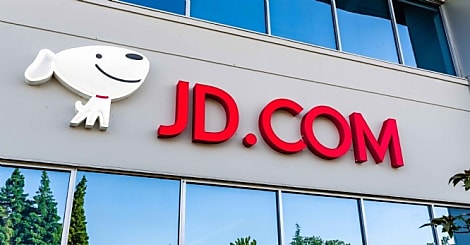 June 22, 2019 Mountain View / CA / USA - JD.com sign displayed at the entrance to the Silicon Valley office; JD.com, also known as Jingdong and formerly called 360buy, is a Chinese e-commerce company