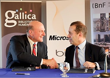 BnF:  Steve Ballmer et Bruno Racine signent Bing (cliché: B. Lachaud)