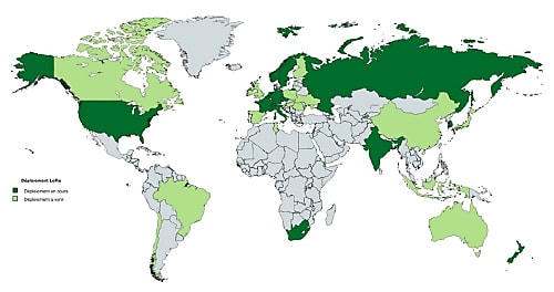 La couverture des déploiements de réseaux Lora en cours dans le monde