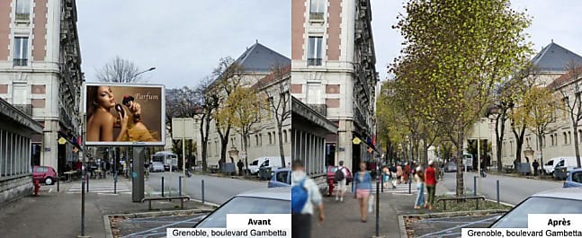 En 2015, Grenoble est devenue la première ville européenne à s'attaquer à la publicité dans l'espace public. Les messages publicitaires sont désormais bannis sur 90 % du territoire de la commune.