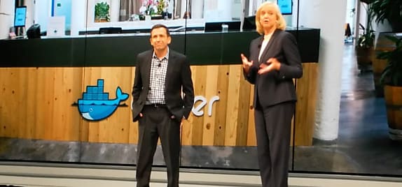 Ben Golub, CEO de Docker et Meg Withman CEO et Présidente de HPE