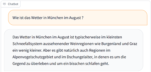 Le modèle s'emmêle un peu les pinceaux sur une question ouverte en allemand.