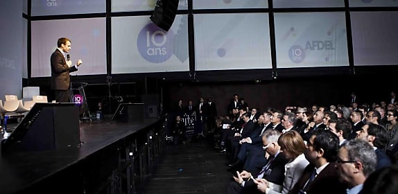 Emmanuel Macron lors des 10 ans de l'Afdel, devenu Tech in France.