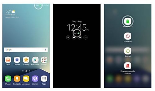 Le logo d'une batterie verte confirme l'innocuité du Note 7 après la mise à jour.