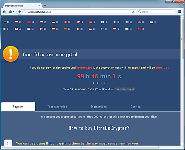 Le portail de CryptXXX livrant le mode d'emploi pour payer la rançon.
