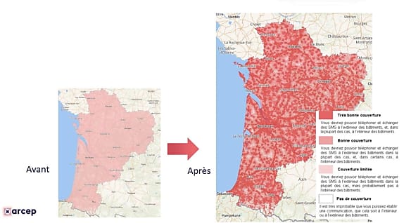 La nouvelle cartographie de l'Arcep apporte un meilleur niveau de détail de la couverture mobile.