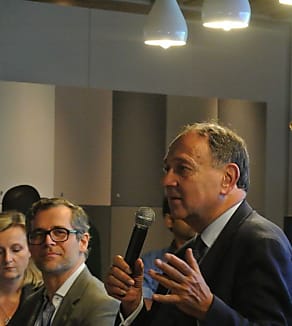 Paul Hermelin le 20 octobre, lors de son discours à la Digital Factory que GE a ouvert en août à Paris.