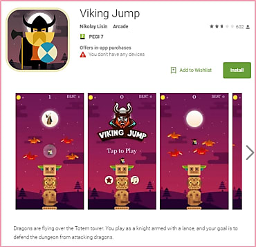 Vicking Jump, une des 5 applications infectieuses de Viking Horde