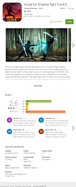 Un exemple de FalseGuide trouvé sur Google Play à partir du guide du jeu Shadow Fight.