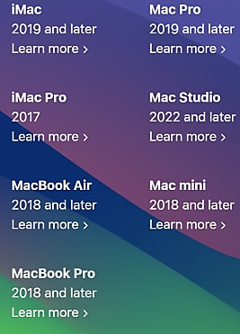 Les Mac compatibles avec macOS 14