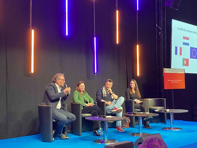 Frédéric Lobermann,  Emmanuelle Saint Jost, Marie-Louis Jullien et Chloé Bidenbach réunis, mardi 26 mars 2024, à l'occasion du salon All4Customer