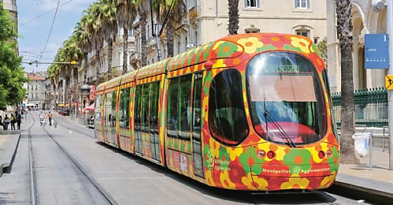 Montpellier, France - May 24, 2015: Tram Tramway de Montpellier public transport