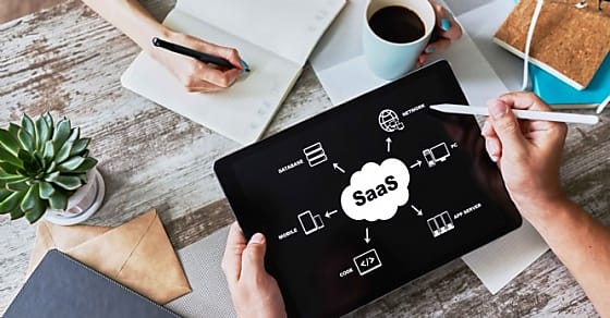 SaaS - software as a service. Internet and technology concept