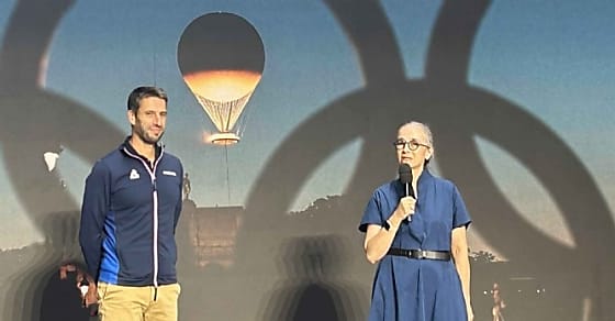 Delphine Ernotte Cunci, Pdg de France Télévisions et Tony Estanguet,  Président du Comité des JO lors de la conférence de rentrée le 4 septembre 2024.